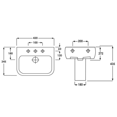 Synergy Venice 420mm 1 Tap Hole Basin